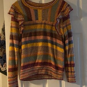 Anthropologie Vibrant Striped Crew Neck Sweater